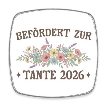 Befördert zur Tante 2026 Blumen - Viereckiger Kühlschrankmagnet - Weiß - Vorne