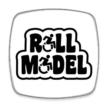 Role model. For the real wheelchair user # - Square fridge magnet - white - Front