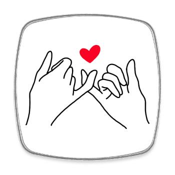 Pinky Promise Heart Minimal Line Art Design - Viereckiger Kühlschrankmagnet - Weiß - Vorne