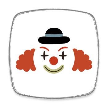 Cheerful Clown Face Retro Art - Square fridge magnet - white - Front