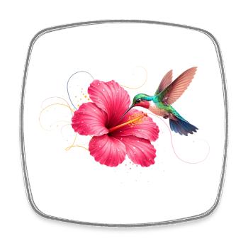 Kolibri an Hibiskusblüte  - Viereckiger Kühlschrankmagnet - Weiß - Vorne
