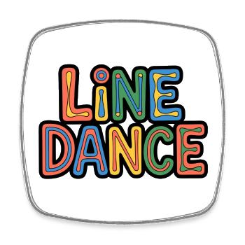 Line Dance Schriftzug für Tänzer & Country Fans - Viereckiger Kühlschrankmagnet - Weiß - Vorne