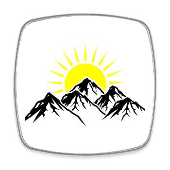 Montagnes Soleil Nature - Magnet carré - blanc - Devant