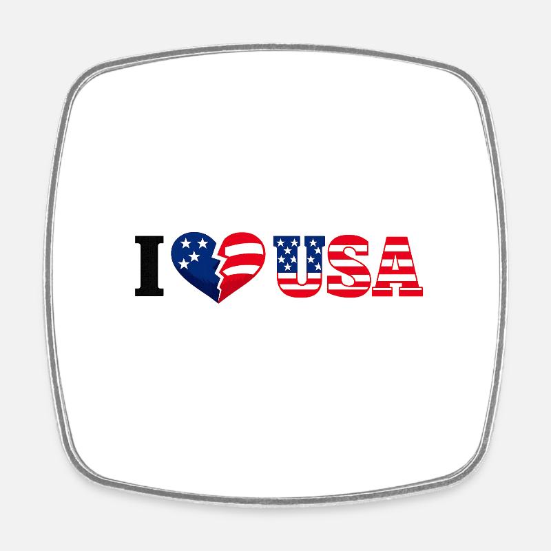 I Heart USA Star-Spangled Flag Pattern - Square fridge magnet - white
