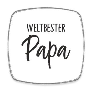 Weltbester Papa – Herzvolles Weltkugel-Design - Viereckiger Kühlschrankmagnet - Weiß - Vorne