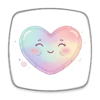 Cœur pastel avec un sourire mignon, symbole de cœur, mignon - Magnet carré - blanc - Devant