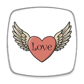 Classic Winged Heart Love Tattoo Style - Square fridge magnet - white - Front