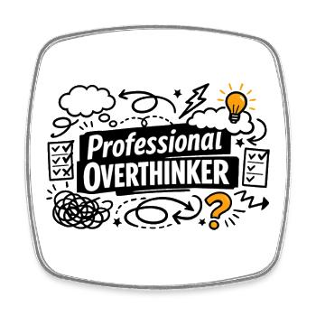 Professional OVERTHINKER - Viereckiger Kühlschrankmagnet - Weiß - Vorne