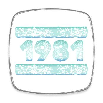 year 1981 - Square fridge magnet - white - Front