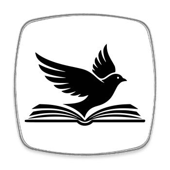  Buch Vogel Silhouette Schwarz - Viereckiger Kühlschrankmagnet - Weiß - Vorne