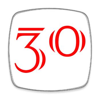 30. 30 ANS. 30e ANNIVERSAIRE. ANNIVERSAIRE 30 ANS. - Magnet carré - blanc - Devant