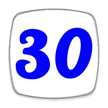 30. 30 ANS. 30e ANNIVERSAIRE. ANNIVERSAIRE 30 ANS. - Magnet carré - blanc - Devant