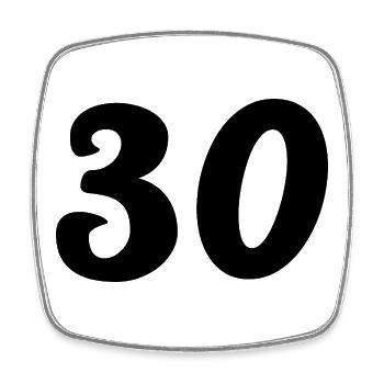 30. 30 ANS. 30e ANNIVERSAIRE. ANNIVERSAIRE 30 ANS. - Magnet carré - blanc - Devant