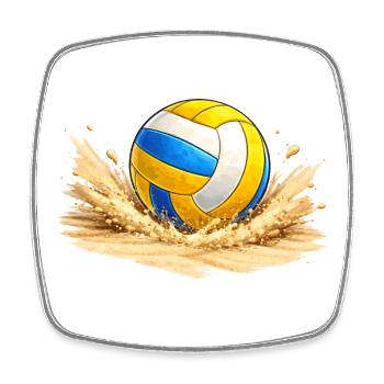 Volleyball im Sand am Strand   - Viereckiger Kühlschrankmagnet - Weiß - Vorne