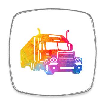 Camion coloré - Magnet carré - blanc - Devant