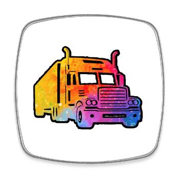 Camion coloré - Magnet carré - blanc - Devant