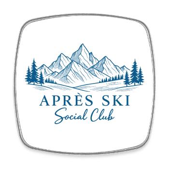 Apres Ski Social Club Alpen Winter Skifahren - Viereckiger Kühlschrankmagnet - Weiß - Vorne
