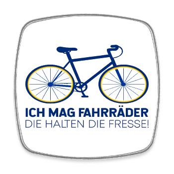 Ich mag Fahrräder die alten die Fresse - Viereckiger Kühlschrankmagnet - Weiß - Vorne