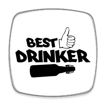 Best Drinker - Square fridge magnet - white - Front