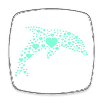 Dolphin Heart Pattern - Square fridge magnet - white - Front
