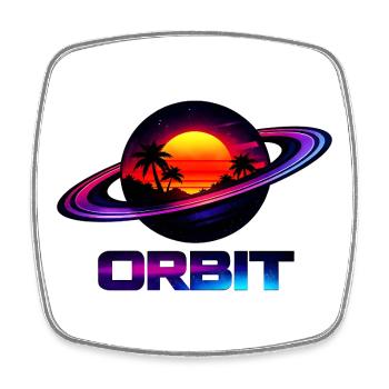 Orbite Saturn géométrique Rétro Synthwave années 80 - Magnet carré - blanc - Devant