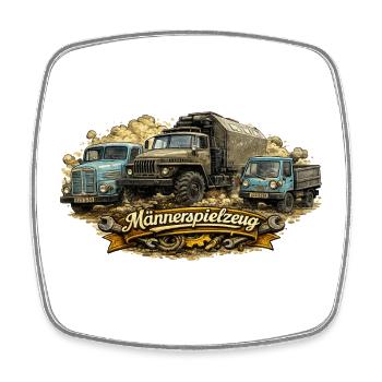 Camions et bannières vintage - Magnet carré - blanc - Devant