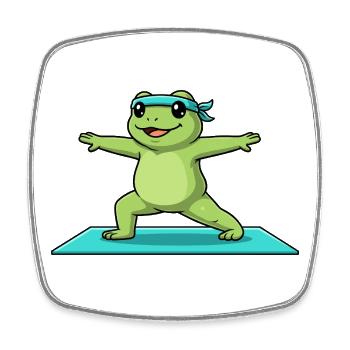 Yoga-Frosch-Amphibien macht Krieger-Pose - Viereckiger Kühlschrankmagnet - Weiß - Vorne