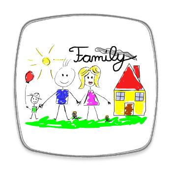 Dessin de lignes familiales - Magnet carré - blanc - Devant