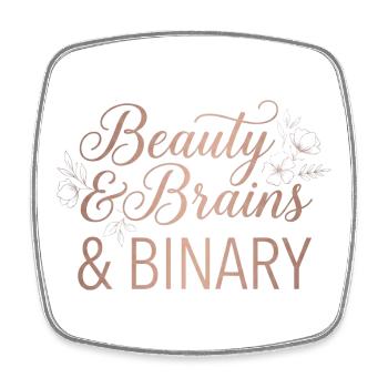 Beauty & Brains & Binary – Floral Tech Design - Viereckiger Kühlschrankmagnet - Weiß - Vorne