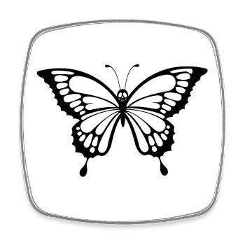 Skull and black butterfly - Square fridge magnet - white - Front