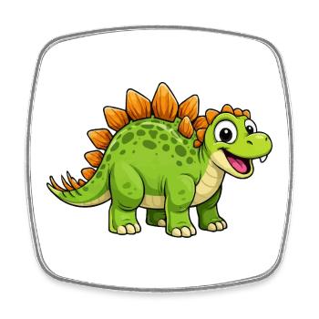 Fröhlicher Dino Stegosaurus - Viereckiger Kühlschrankmagnet - Weiß - Vorne