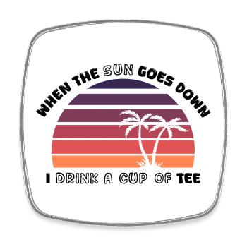 T-shirt rétro Sunset Palm Trees - Design - Magnet carré - blanc - Devant