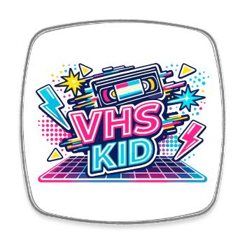 VHS KID Neon Retro - Viereckiger Kühlschrankmagnet - Weiß - Vorne