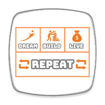 Dream Build Live Repeat - Viereckiger Kühlschrankmagnet - Weiß - Vorne