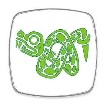 Noeud de serpent vert - Magnet carré - blanc - Devant