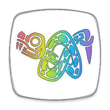 Noeud de serpent multicolore - Magnet carré - blanc - Devant