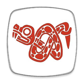 Noeud de serpent rouge - Magnet carré - blanc - Devant