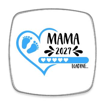 Mama 2027 loading Herz Babyfüße blau Junge - Viereckiger Kühlschrankmagnet - Weiß - Vorne