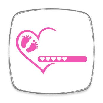 Mama 2026 loading Herz Version Mädchen pink rosa - Viereckiger Kühlschrankmagnet - Weiß - Vorne