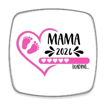 Mama 2026 loading Herz Babyfüße pink rosa Mädchen - Viereckiger Kühlschrankmagnet - Weiß - Vorne