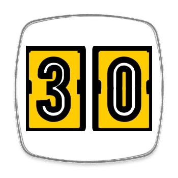 30. 30 ANS. 30e ANNIVERSAIRE. ANNIVERSAIRE 30 ANS. - Magnet carré - blanc - Devant