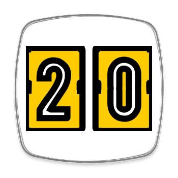 20. 20e ANNIVERSAIRE. ANNIVERSAIRE 20 ANS. 20 ANS. - Magnet carré - blanc - Devant