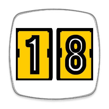 18. 18 YEARS OLD. 18th ANNIVERSARY. 18 BIRTHDAY. - Square fridge magnet - white - Front