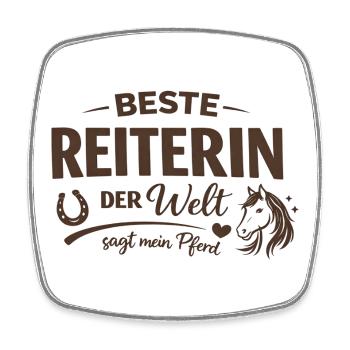 Beste Reiterin der Welt – Pferde Spruch - Viereckiger Kühlschrankmagnet - Weiß - Vorne