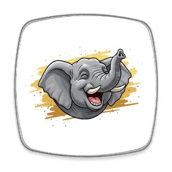 Lachender Elefantenkopf Comic - Viereckiger Kühlschrankmagnet - Weiß - Vorne