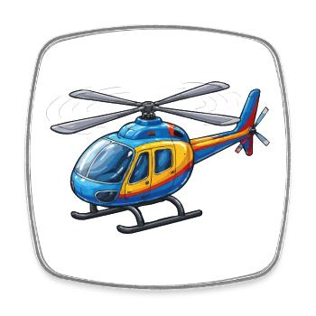 Helicopter Cartoon - Square fridge magnet - white - Front