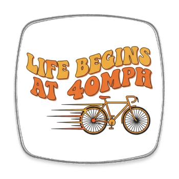 Retro Life Begins At 40MPH Bicycle Art - Square fridge magnet - white - Front
