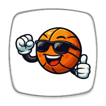 Ambiance basket avec lunettes de soleil - Magnet carré - blanc - Devant