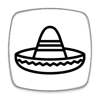 Mexikanischer Hut - Viereckiger Kühlschrankmagnet - Weiß - Vorne