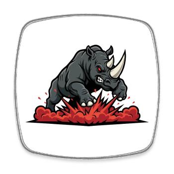 Rhinoceros Alpha Charge Rhino Power Mascot - Square fridge magnet - white - Front